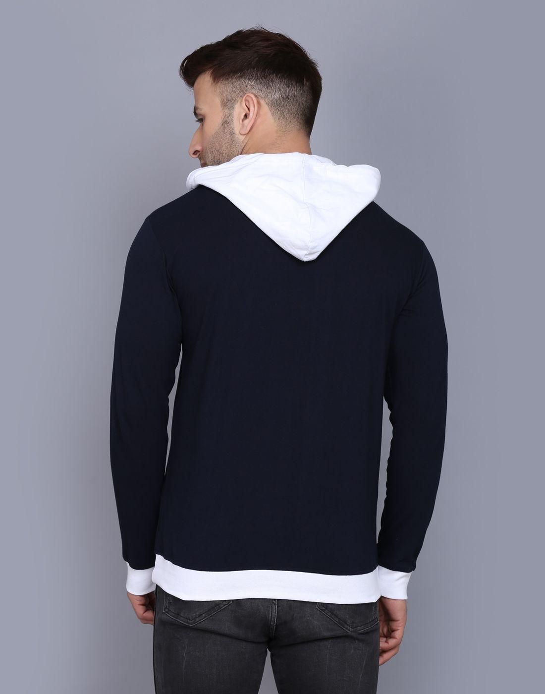 Cotton Solid Full Sleeves Hooded T-Shirt