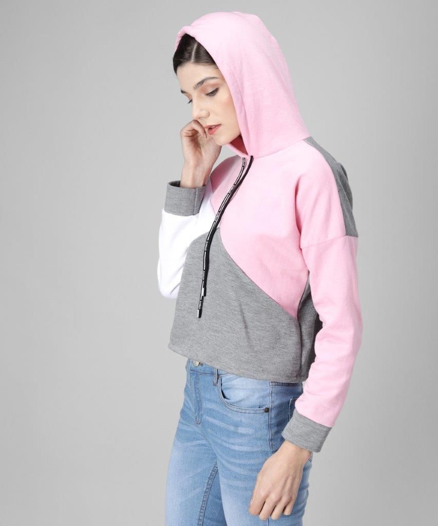 Women's Fleece Color Block Winter Hoodie