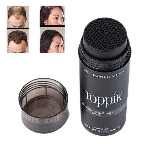 Toppik Hair Building Fibers, Keratin-Derived Fibres for Naturally Thicker Looking Hair, Cover bald spot - Black 27.5 gm with Spray Applicator, Combo Pack