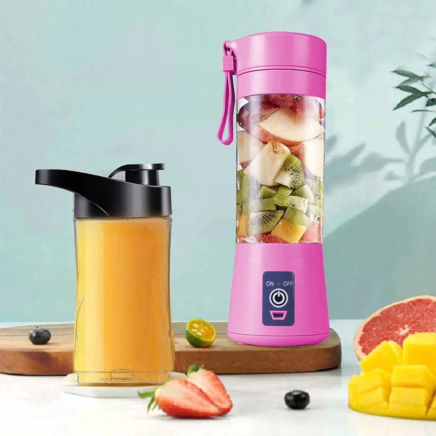 Portable Rechargeable Electric USB Juicer Mixer with 6 Blades (MULTI Color)