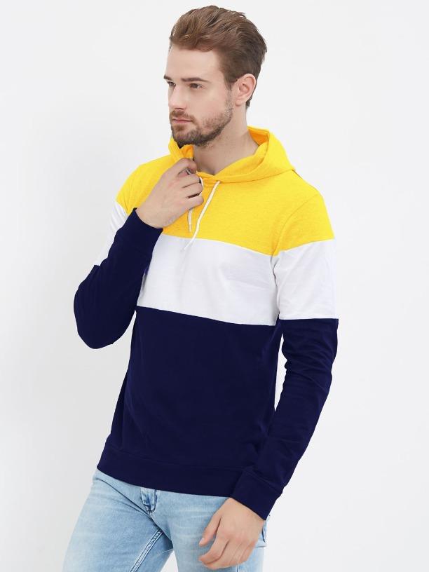 Lewel Cotton Color Block Hoodies