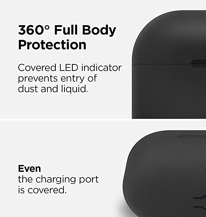 AirPods Pro Case Cover Portable Silicone Skin Cover with Keychain Carabiner (Supports Wireless Charging) Compatible with Airpods Pro