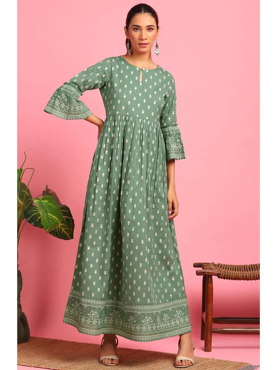 Desi Closet Designer Printed Cotton Aline  Kurti