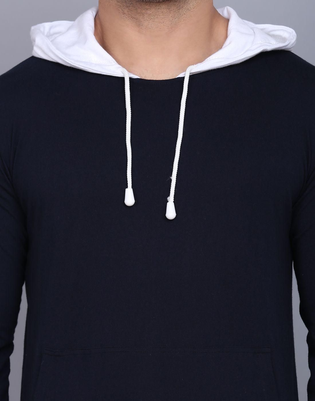 Cotton Solid Full Sleeves Hooded T-Shirt