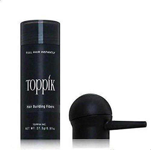 Toppik Hair Building Fibers, Keratin-Derived Fibres for Naturally Thicker Looking Hair, Cover bald spot - Black 27.5 gm with Spray Applicator, Combo Pack