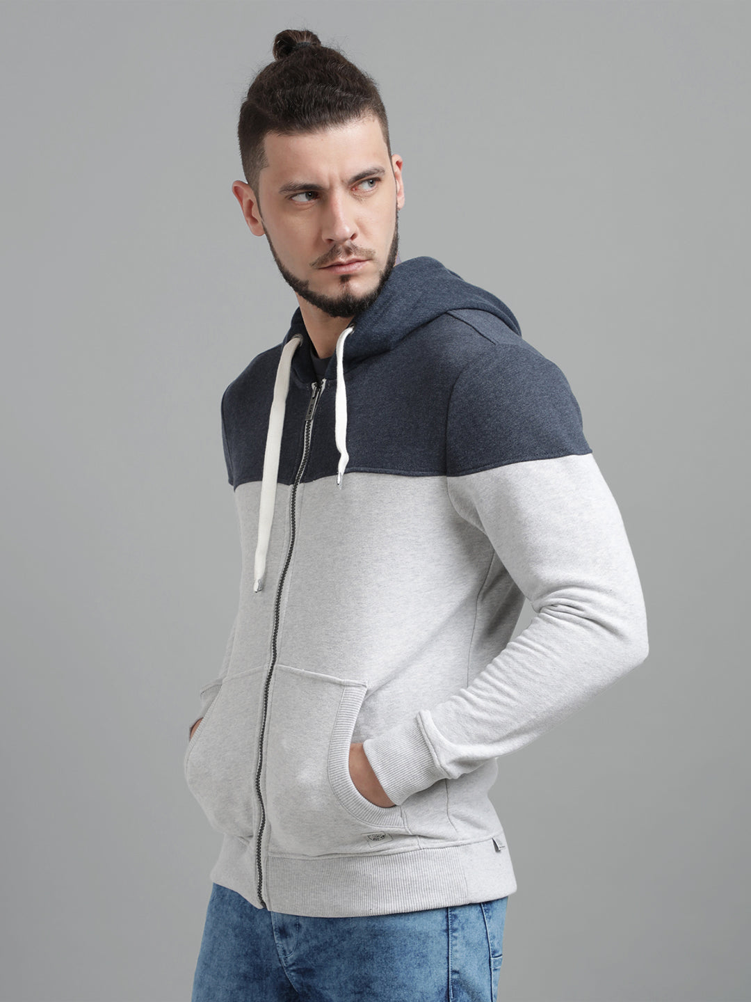 Fleece Color Block Full Sleeves Men's Hoodie