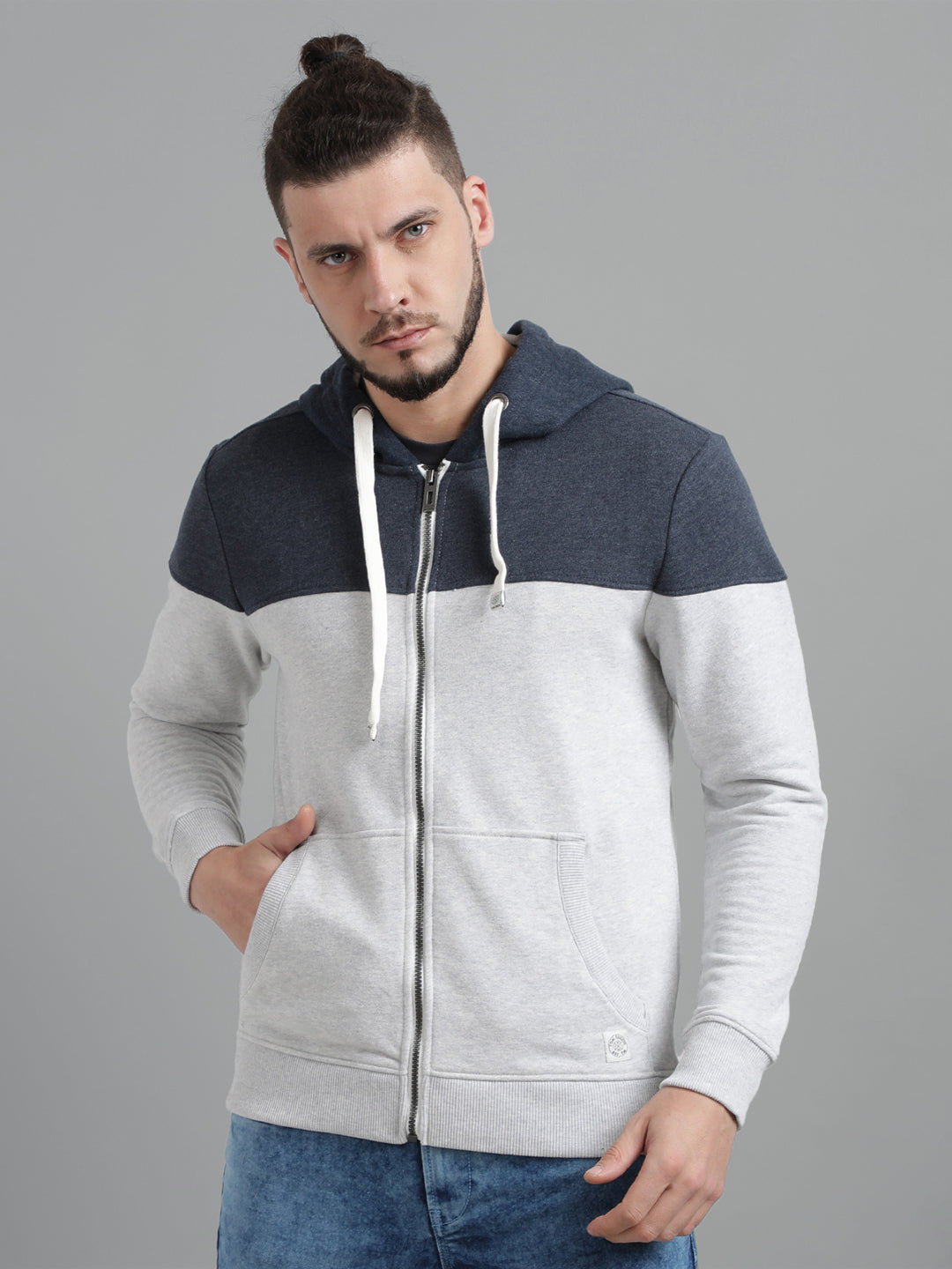 Fleece Color Block Full Sleeves Men's Hoodie