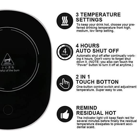 Coffee Warmer Plate- Auto On-Off Coffee Cup Warmer for Desk