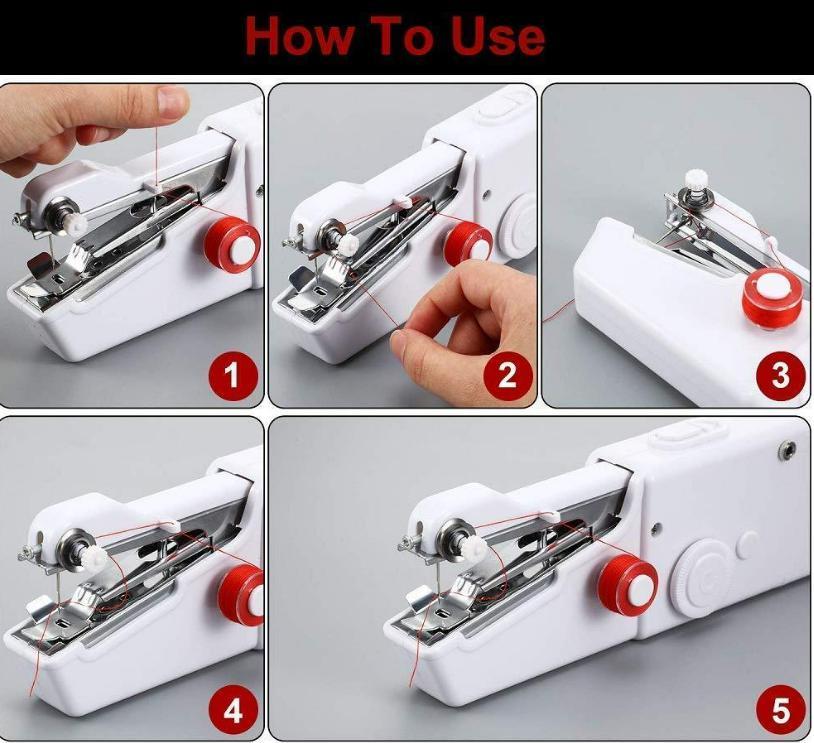 Stitch Handheld Cordless Portable White Sewing Machine