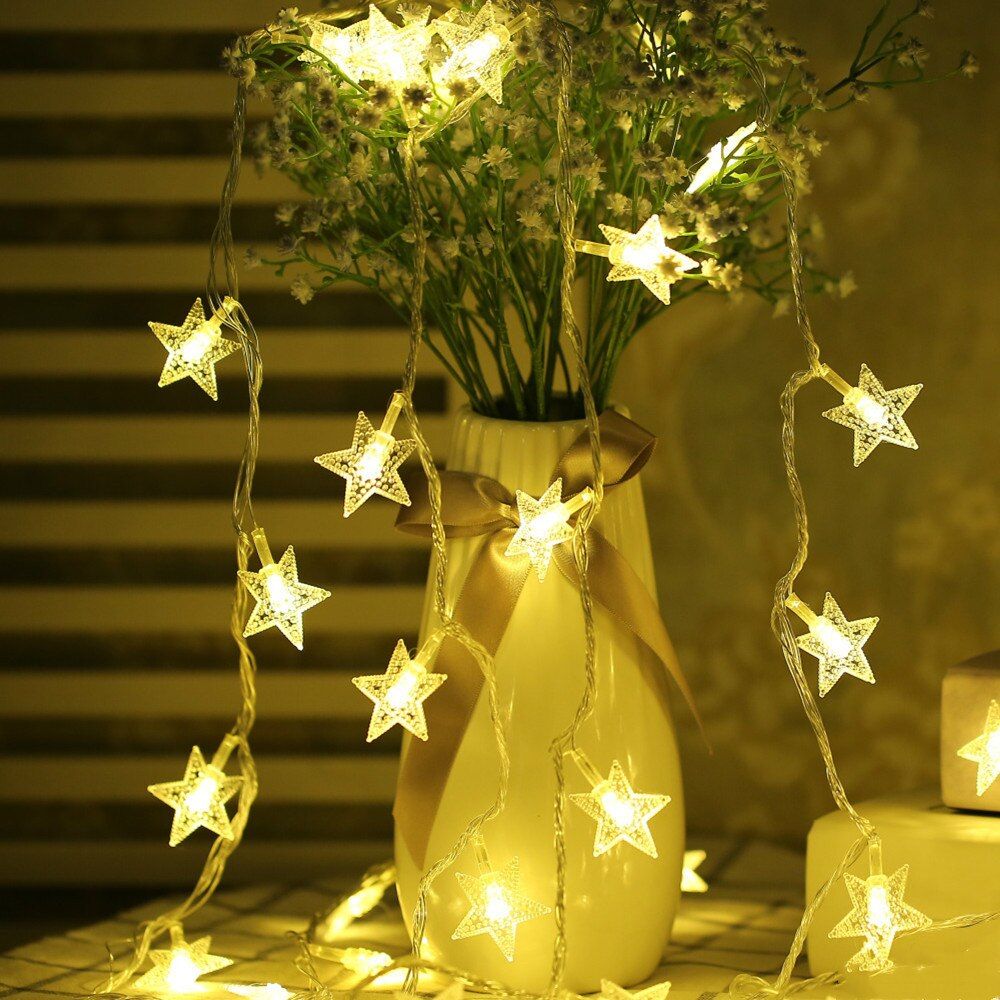 16 LED Star Shape Warm White Decorative String Light