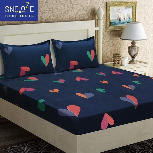 Snooze Glace Cotton Fitted Elastic Double Bedsheets