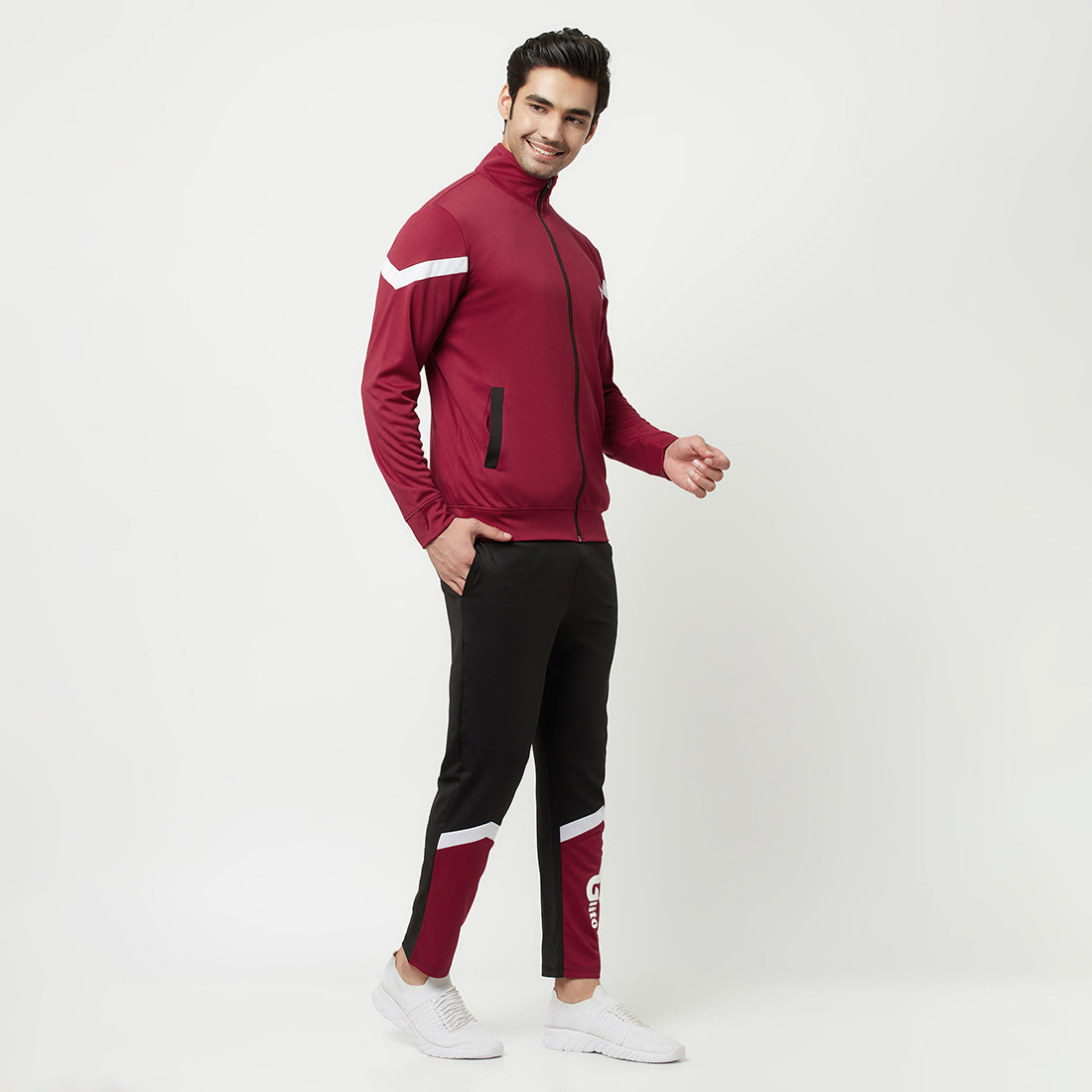 Polyknit Colorblock Full Sleeves  Regular Fit Mens Track Suit