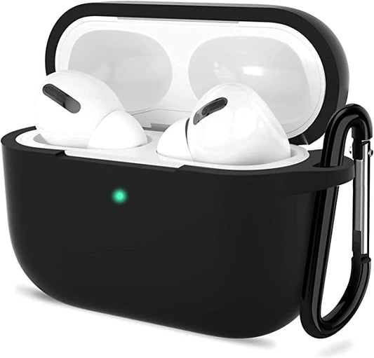 AirPods Pro Case Cover Portable Silicone Skin Cover with Keychain Carabiner (Supports Wireless Charging) Compatible with Airpods Pro