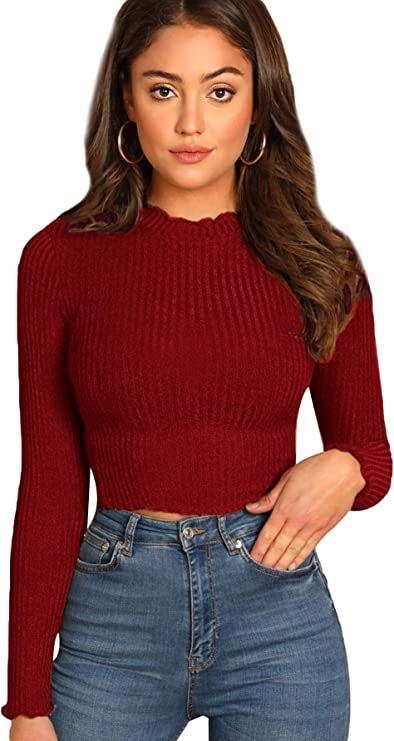 Women's Lycra Solid Full Sleeves Fitted Crop Top