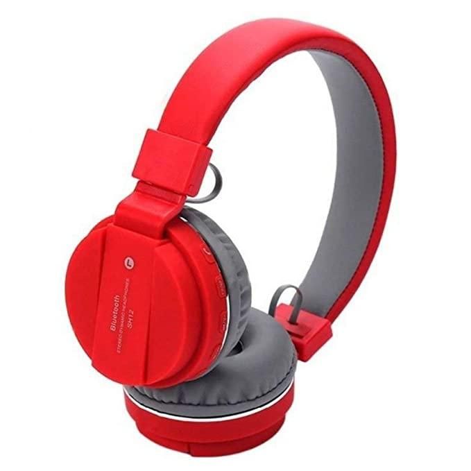 SH-12 Wireless Bluetooth Over the Ear Headphone with Mic(red)