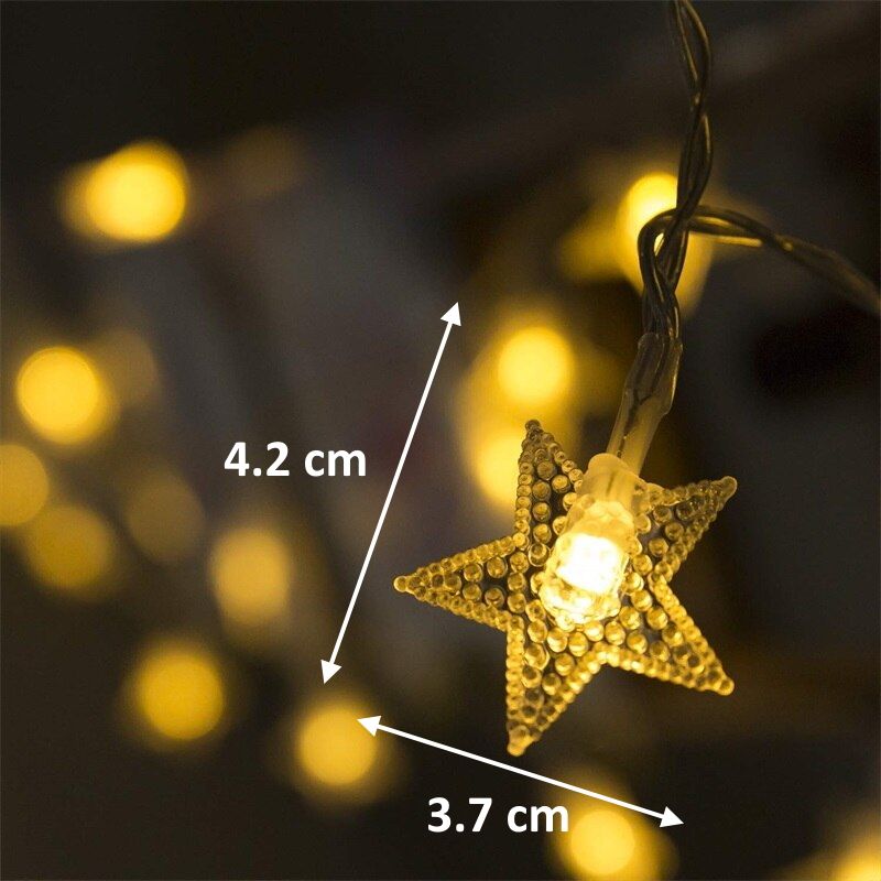 16 LED Star Shape Warm White Decorative String Light