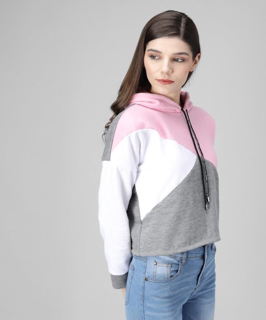 Women's Fleece Color Block Winter Hoodie