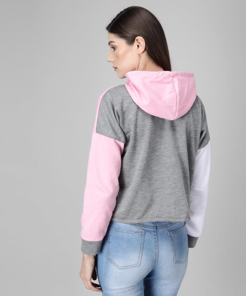 Women's Fleece Color Block Winter Hoodie