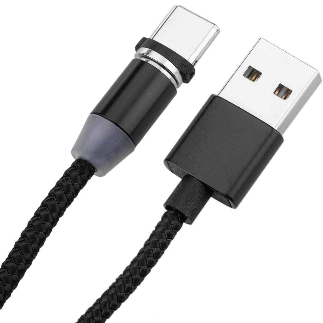 Charging Cable 2 in 1 USB-A 2.0 male to magnetic USB-C and Micro USB connectors 1 m braided