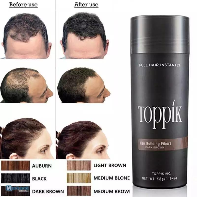 Toppik Hair Building Fibers, Keratin-Derived Fibres for Naturally Thicker Looking Hair, Cover bald spot - Black 27.5 gm with Spray Applicator, Combo Pack