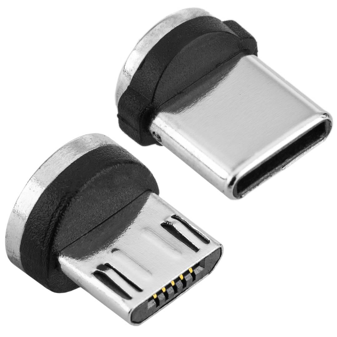 Charging Cable 2 in 1 USB-A 2.0 male to magnetic USB-C and Micro USB connectors 1 m braided