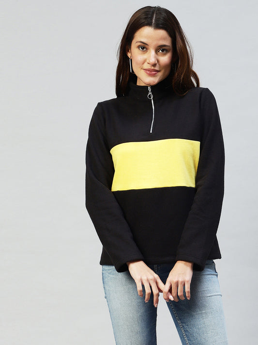 Rigo Women Colourblocked High Neck Sweatshirt