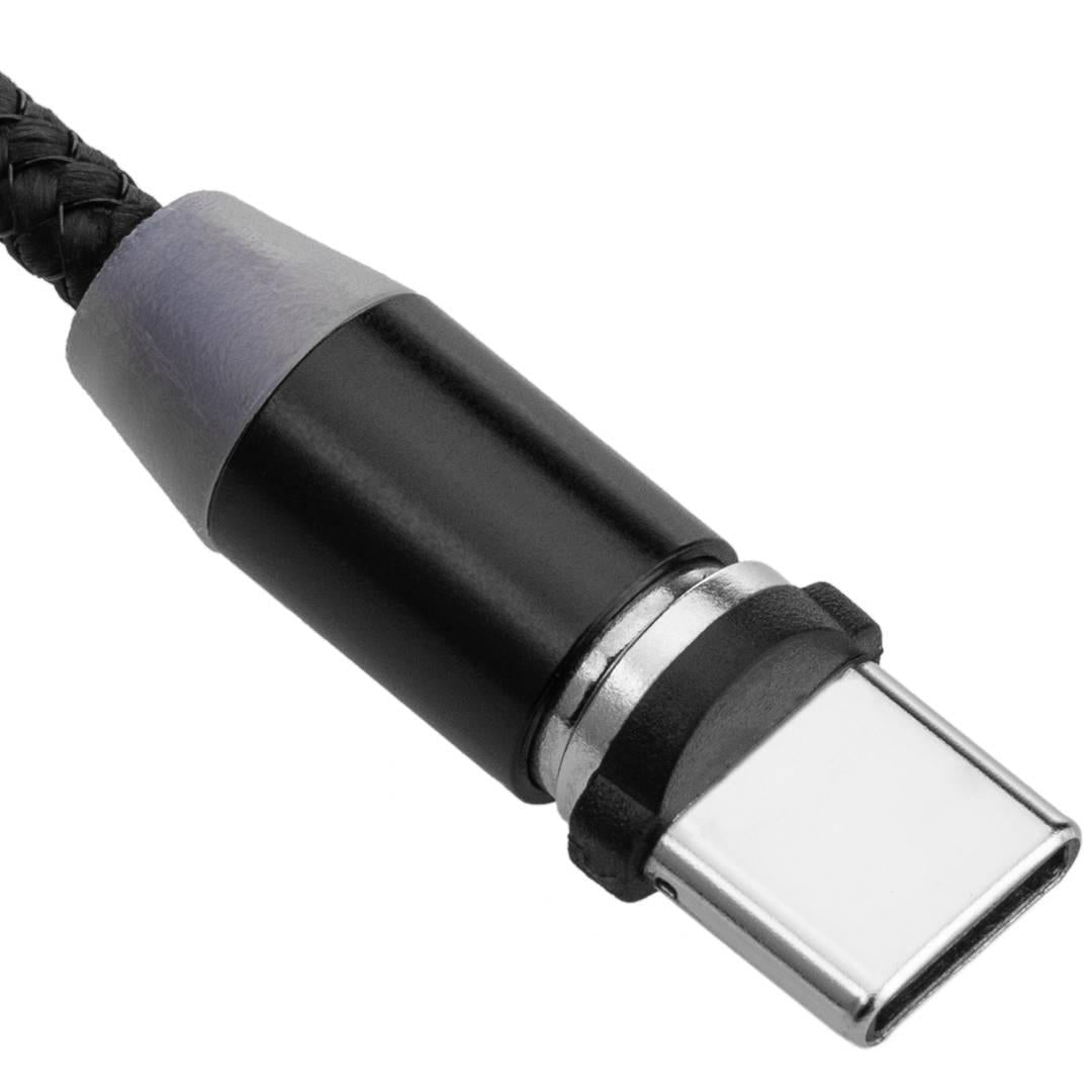 Charging Cable 2 in 1 USB-A 2.0 male to magnetic USB-C and Micro USB connectors 1 m braided