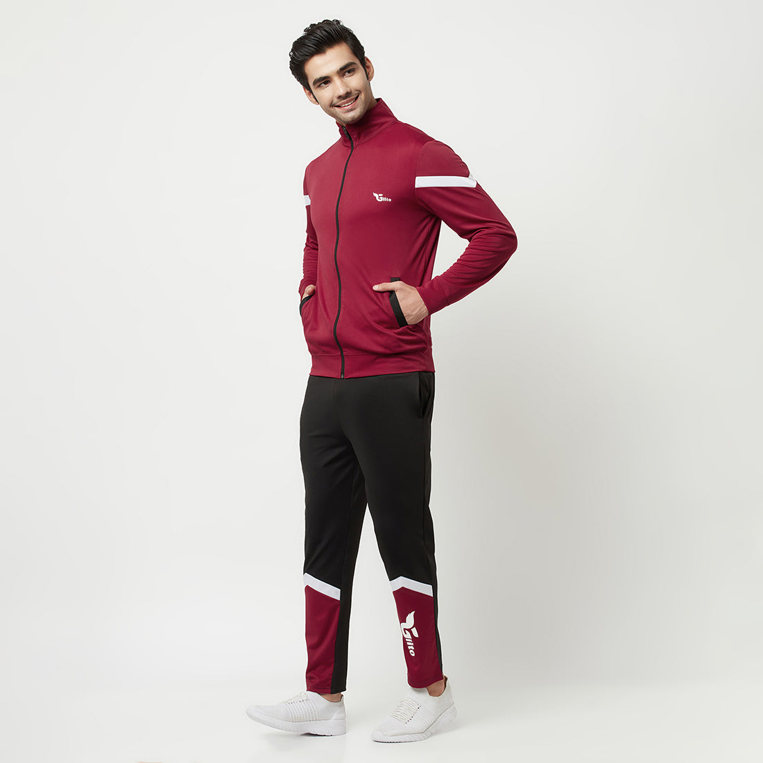 Polyknit Colorblock Full Sleeves  Regular Fit Mens Track Suit