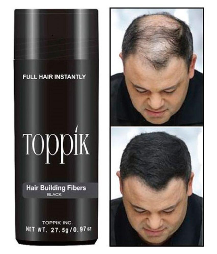 Toppik Hair Building Fibers, Keratin-Derived Fibres for Naturally Thicker Looking Hair, Cover bald spot - Black 27.5 gm with Spray Applicator, Combo Pack