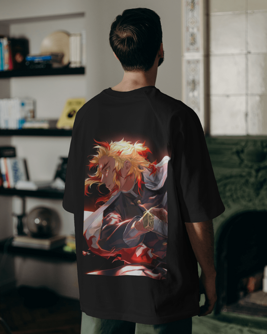 Rengoku demonslayer Anime Oversized Tshirt For Men's