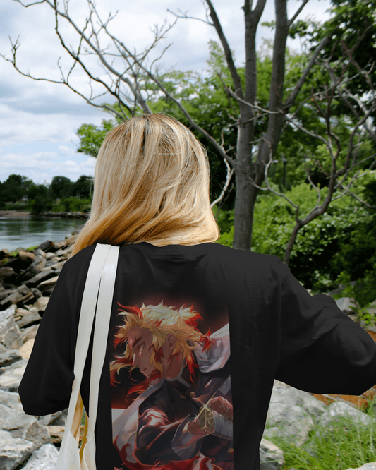 Rengoku Demonslayer anime Oversized Tshirt for women