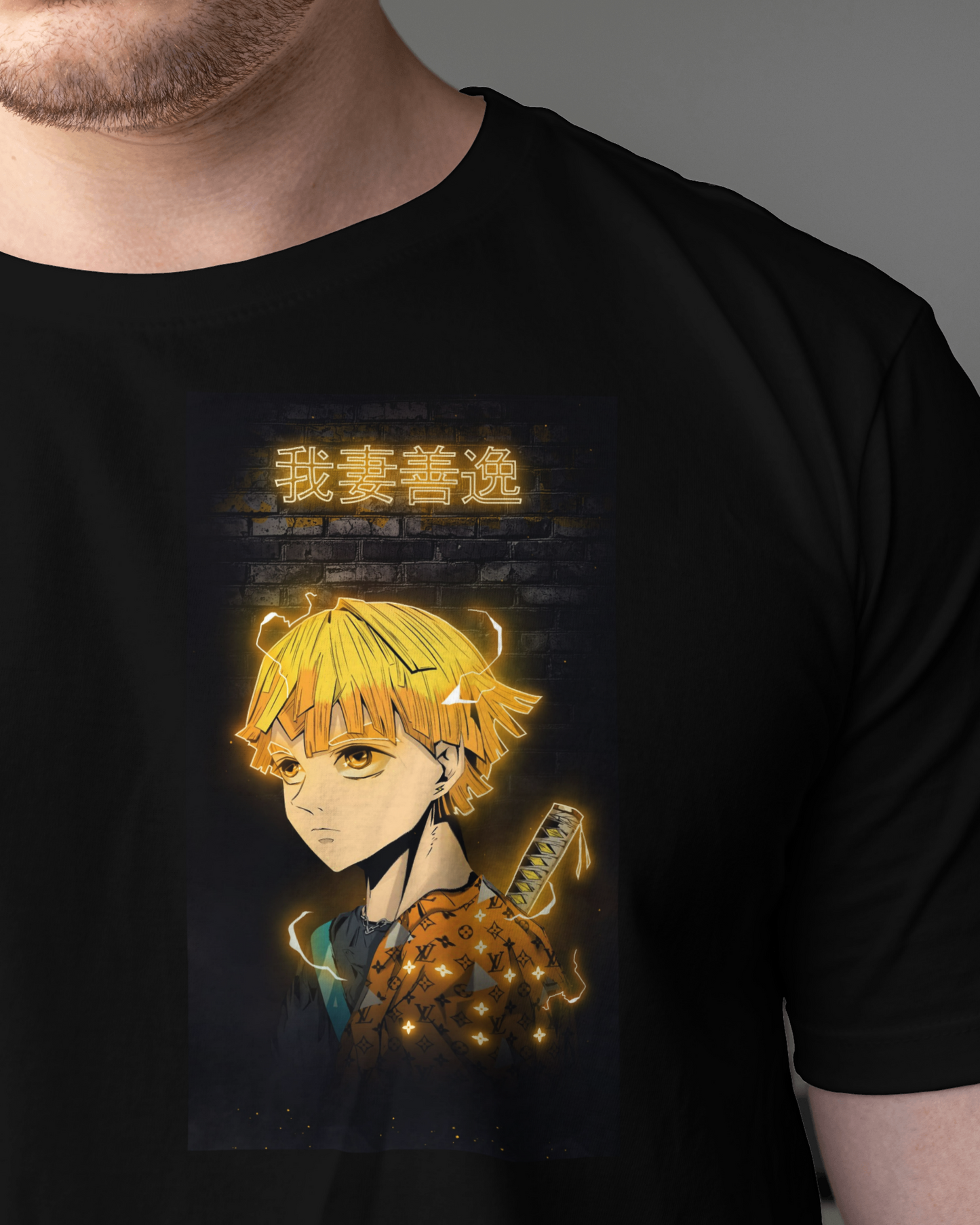 Zenitsu demon slayer anime t shirt for Men's