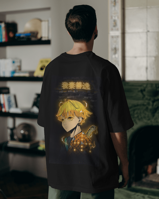 Zenitsu Demon slayer anime Oversized T shirt for men's