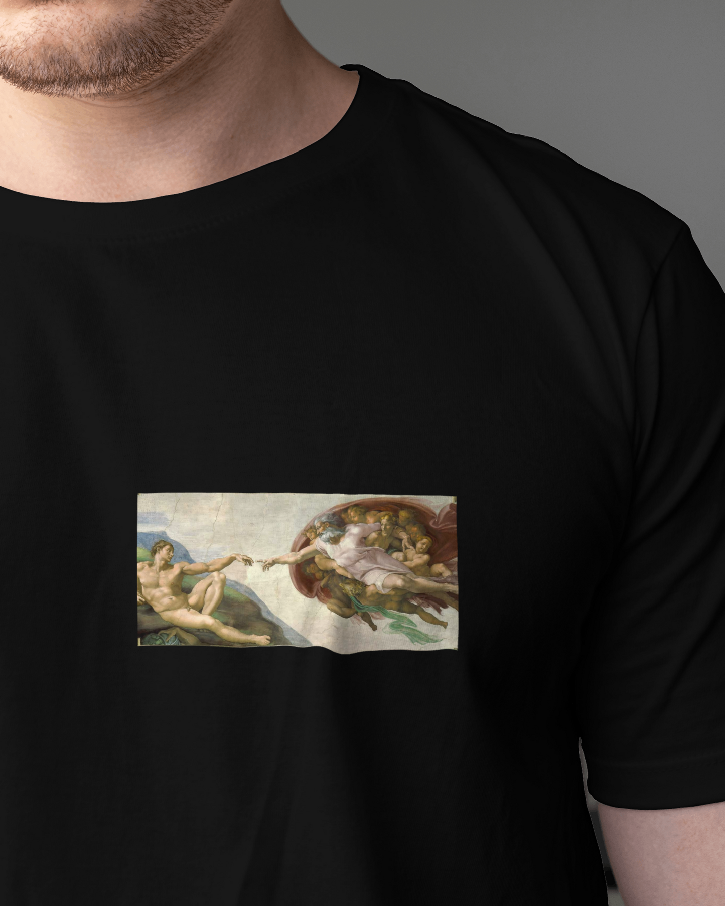 Creation of Adam by Artist Michelangelo Tshirt For men's