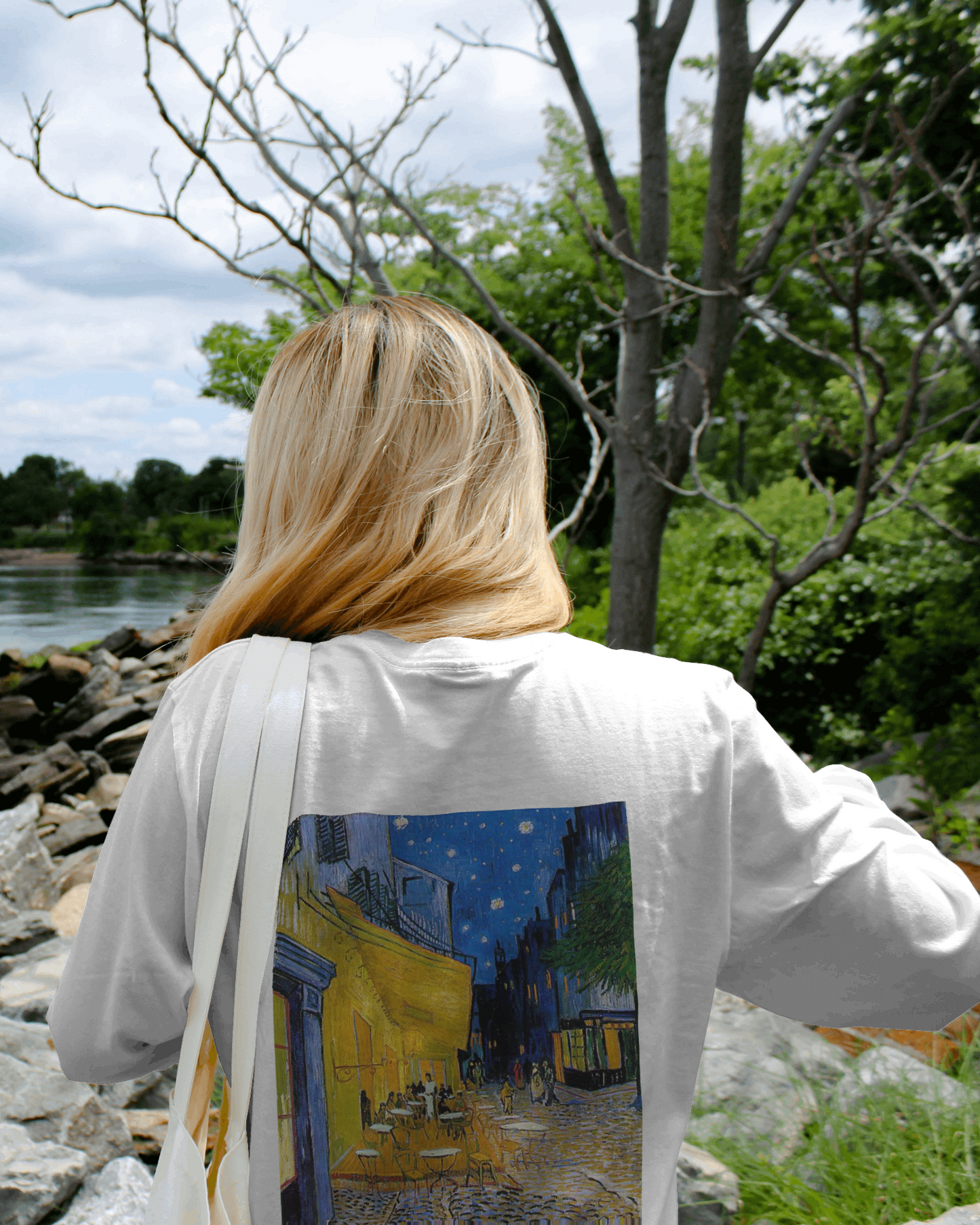 Cafe Tarrace by Artist Van gogh Oversized tshirt Fo women