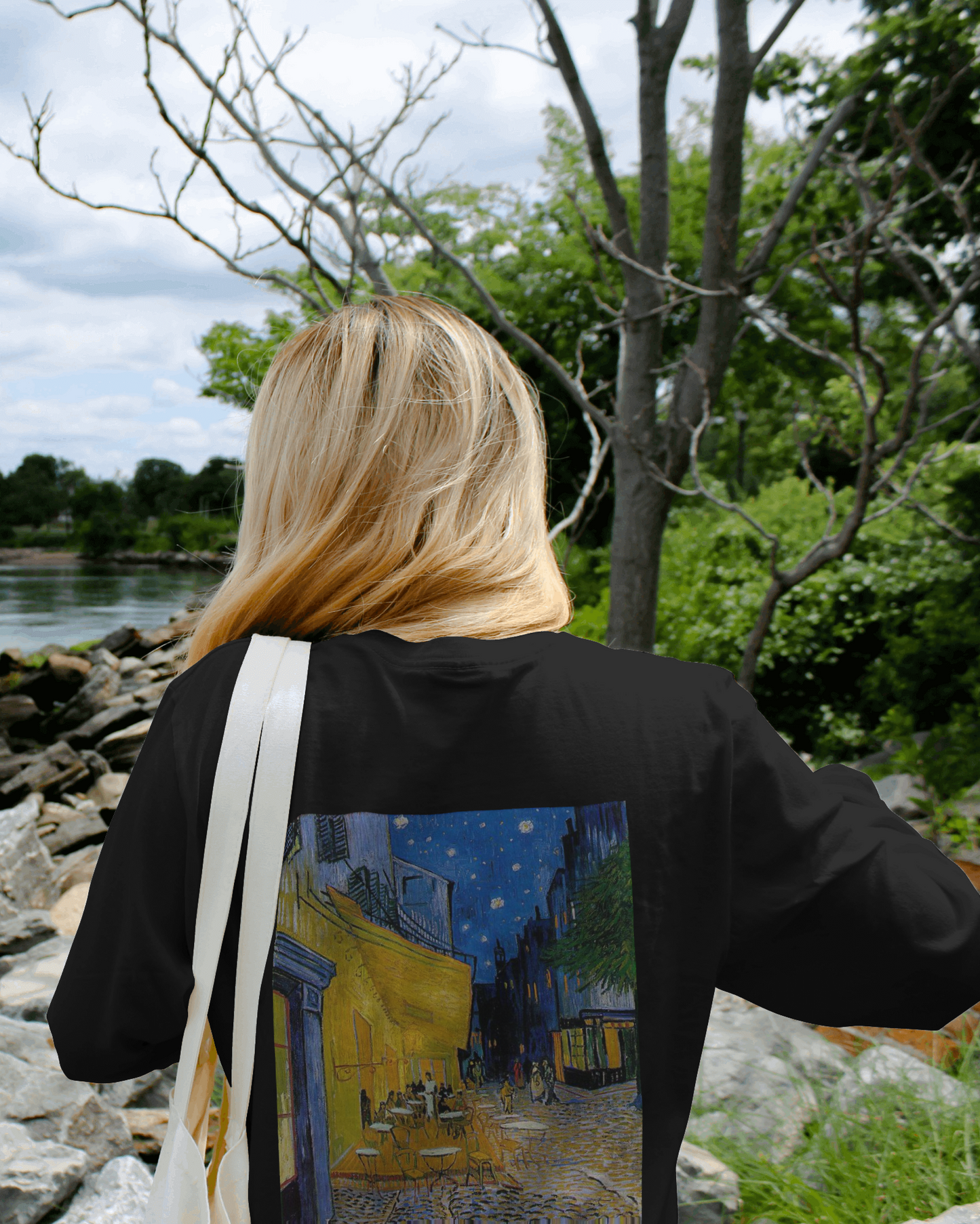 Cafe Tarrace by Artist Van gogh Oversized tshirt Fo women