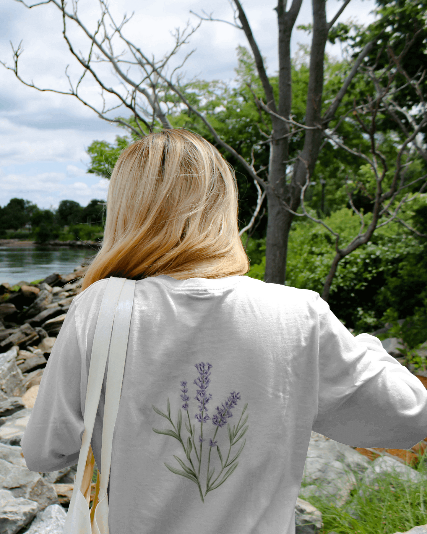 Lavender Floral Oversized T shirt for Women