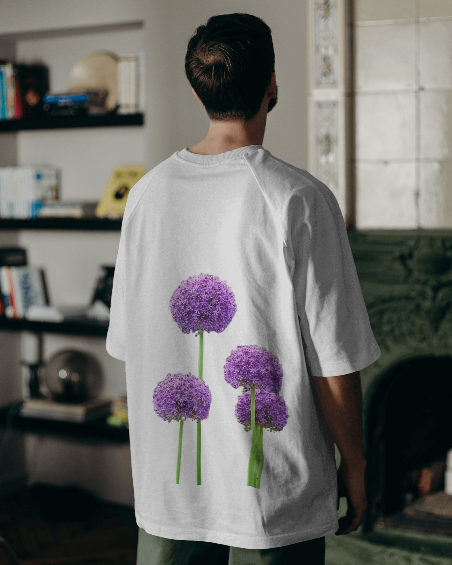 Allium Pink Dandellion Floral Oversized Tshirt for Men's