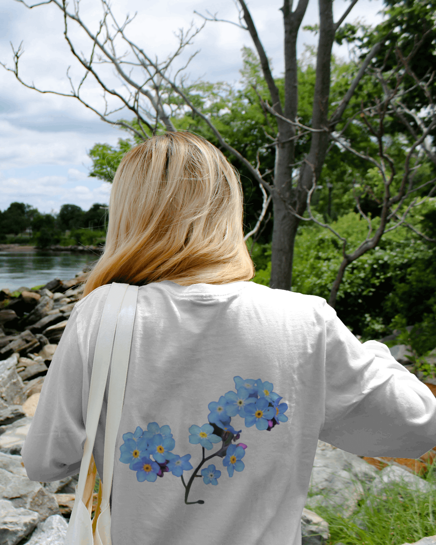 Forget me Not Floral Oversized T shirt For women