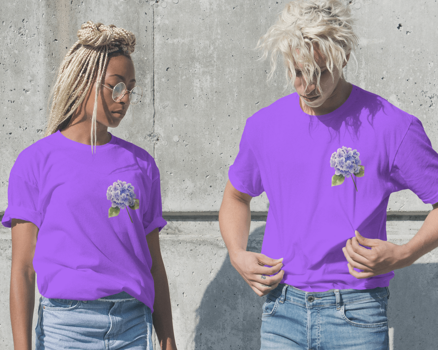 Blue hydrangeas Floral Unisex Half Sleeve T shirt