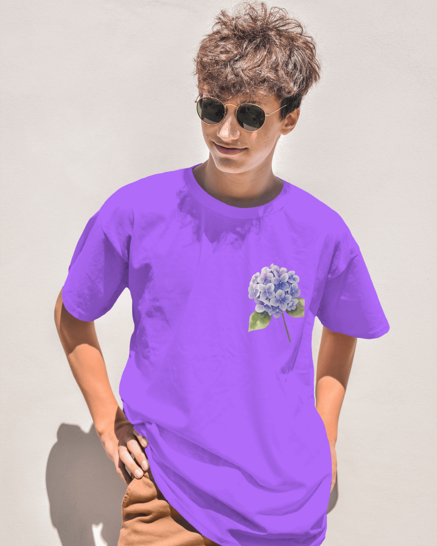 Blue Hydrangeas Floral Oversized T shirt for men