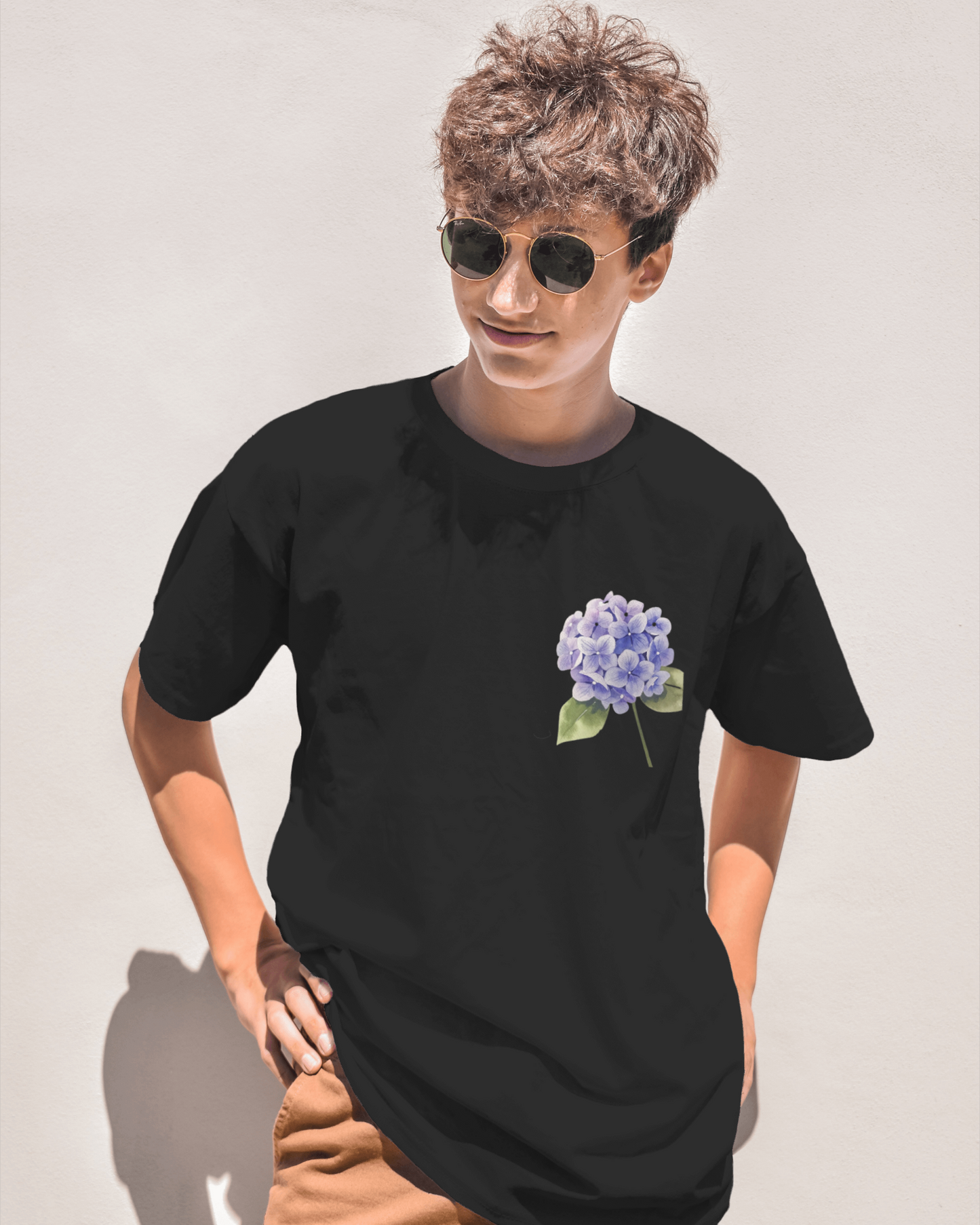 Blue Hydrangeas Floral Oversized T shirt for men