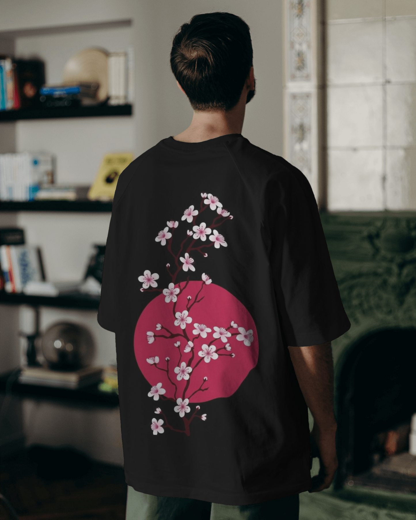 Japanese Sakura Oversized Floral Tshirt for Men's