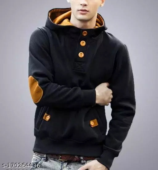 Colour Block Black MEN Hoodie