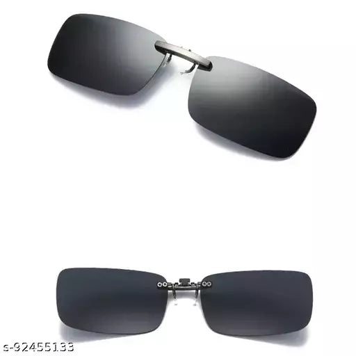 Street27® Unisex Polarized Clip On Flip Up UV400 Driving Rectangle Sunglasses - Black