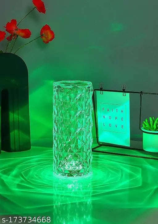 Crystal Lamp, 16 Colours RGB, Diamond Rose Crystal Lamp, Remote Control & USB Charging Romantic LED Crystal Night Light, Diwali Light Lamp, Diwali gifts items*