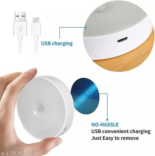 Pack of 1 white color Motion Sensor Light for Home & Office with USB Charging Pack of 1 Wireless Self Adhesive LED Nightlight